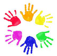 Eine Gruppe farbenfroher handgezeichneter Handgesten